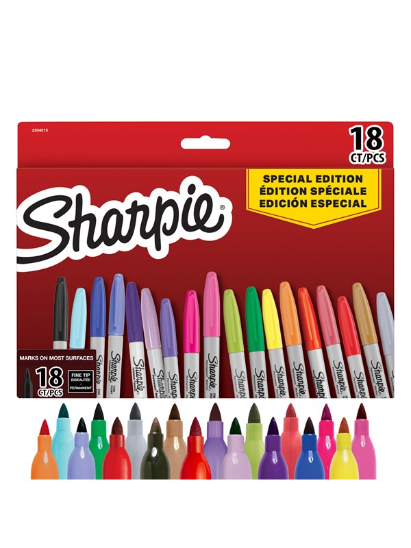 Sharpie permanent tusjsett | Fargeutvalg i begrenset utgave | Finpunkt | 18 tusjpenner | Skolestartsett