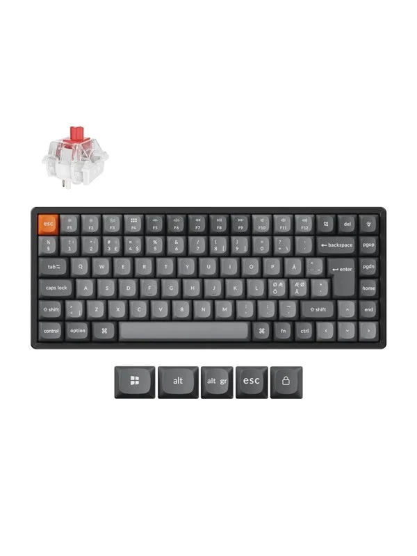 Keychron K2 MAX QMK/VIA Wireless Tri-Mode - Super Red - Gamingtastatur - Uten numpad - Nordisk - Svart