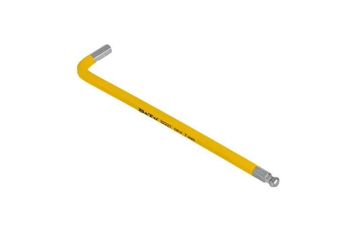 BATO Unbrakonøkkel farget gul lang med kule 7 x 190mm.