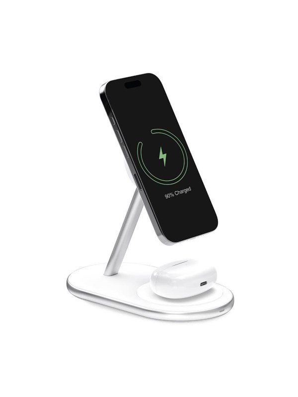 Puro 2in1 Charger  Mag Station Wireless Charging Station for Phone and Headphones - White