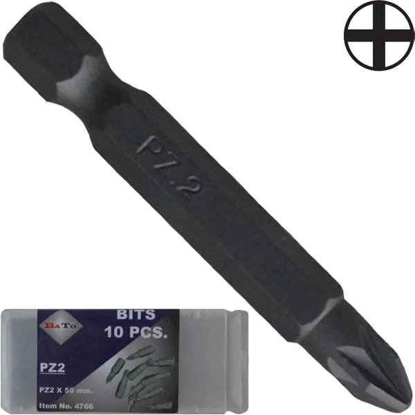 BATO 1/4" Bits Ph2 x 50mm. 10 stk. pk.