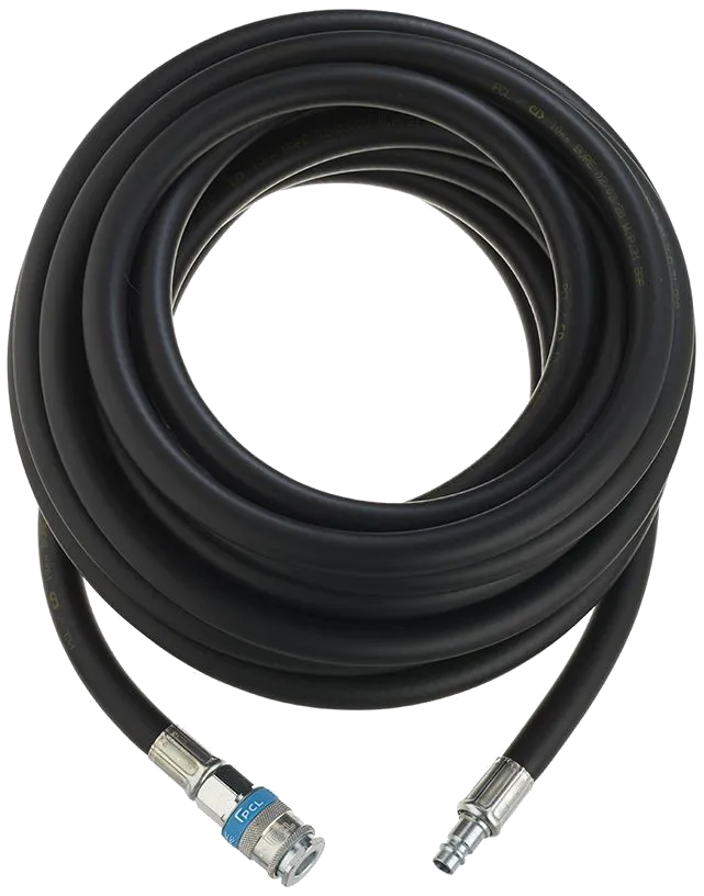 PCL trykkluftslange med kobling og nippel, 1/2"×10m