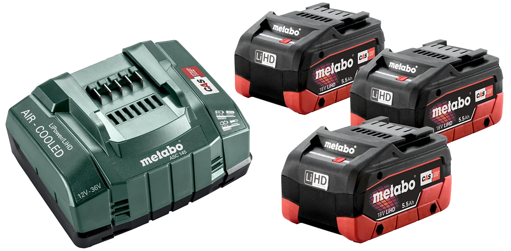 Batterisett med 3×18V/5,5Ah LiHD + lader ASC 145