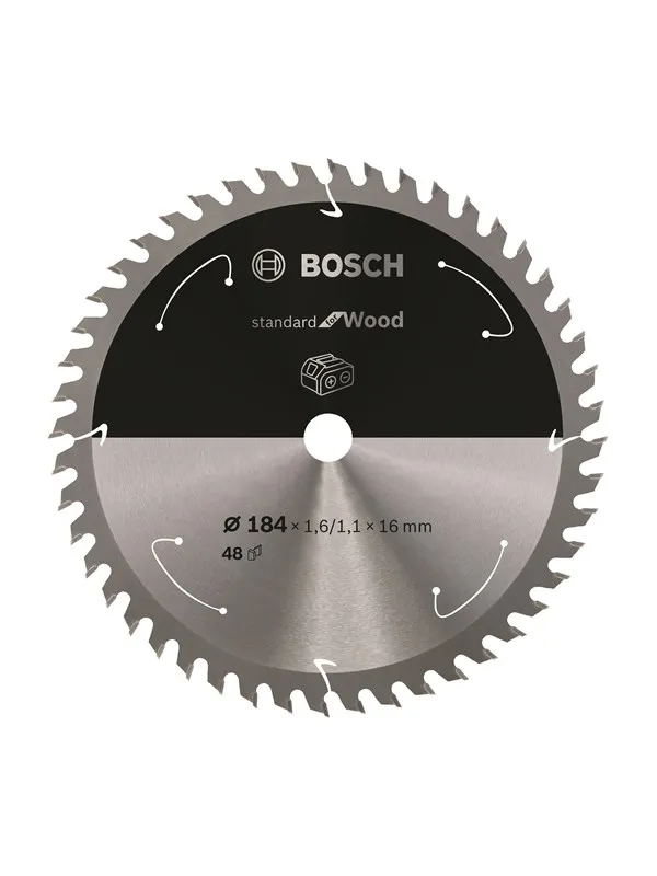 Bosch Standard for Wood-sirkelsagblad for batteridrevne sager 184x1,6/1,1x16 T48