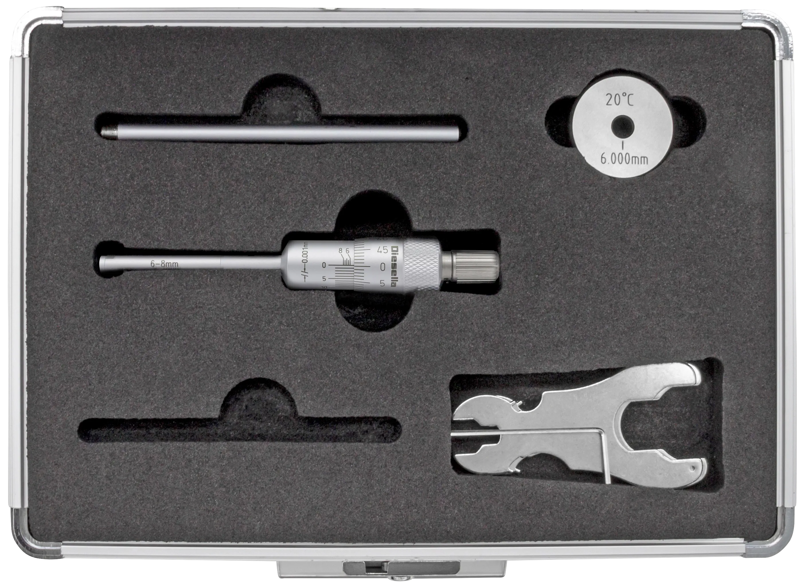 Innv. 3-pkt mikrometer 6-8mm m/forl.+kontrollring