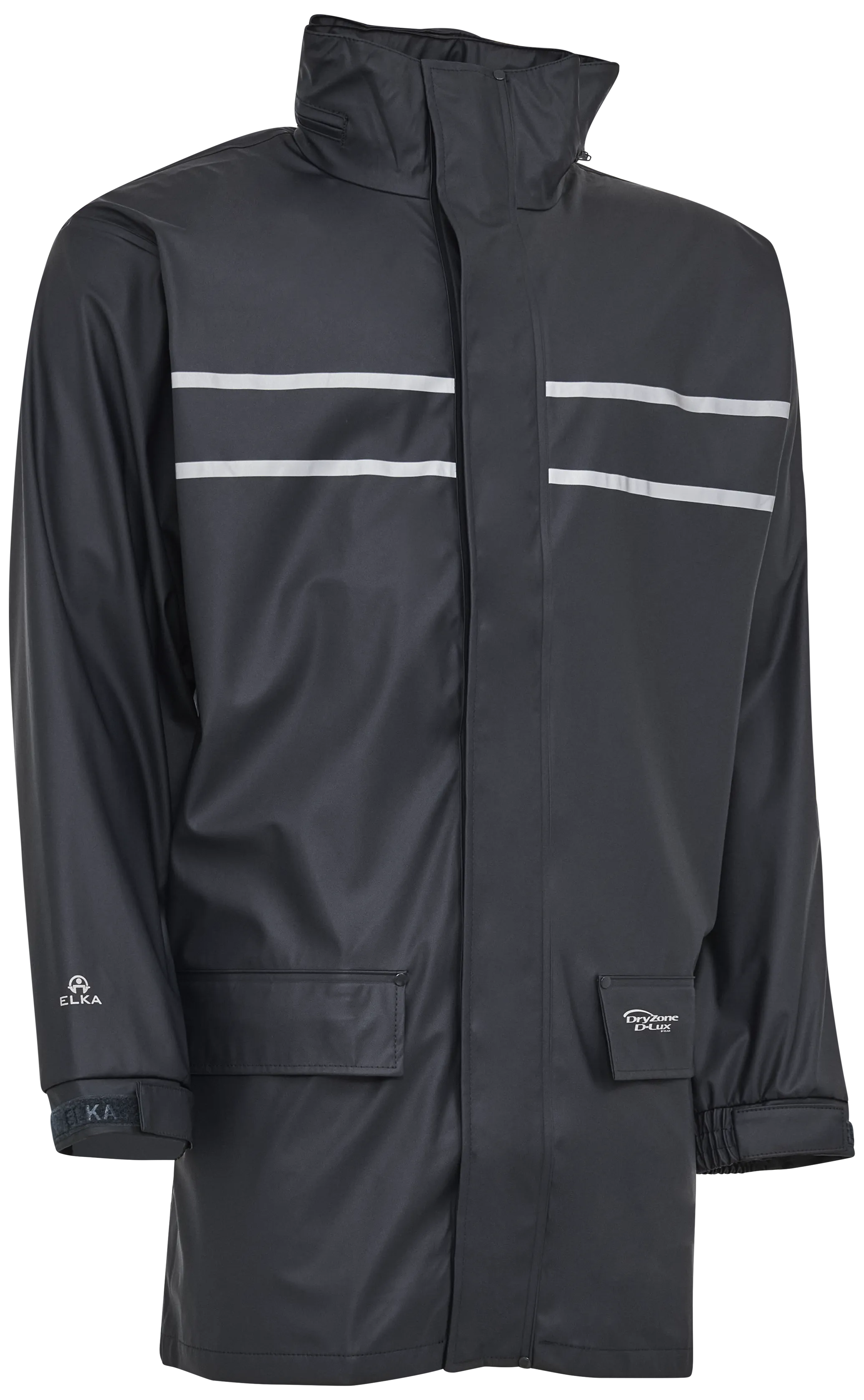 Regnjakke m/refleksstriper PU 026301 marine Str. 2XL