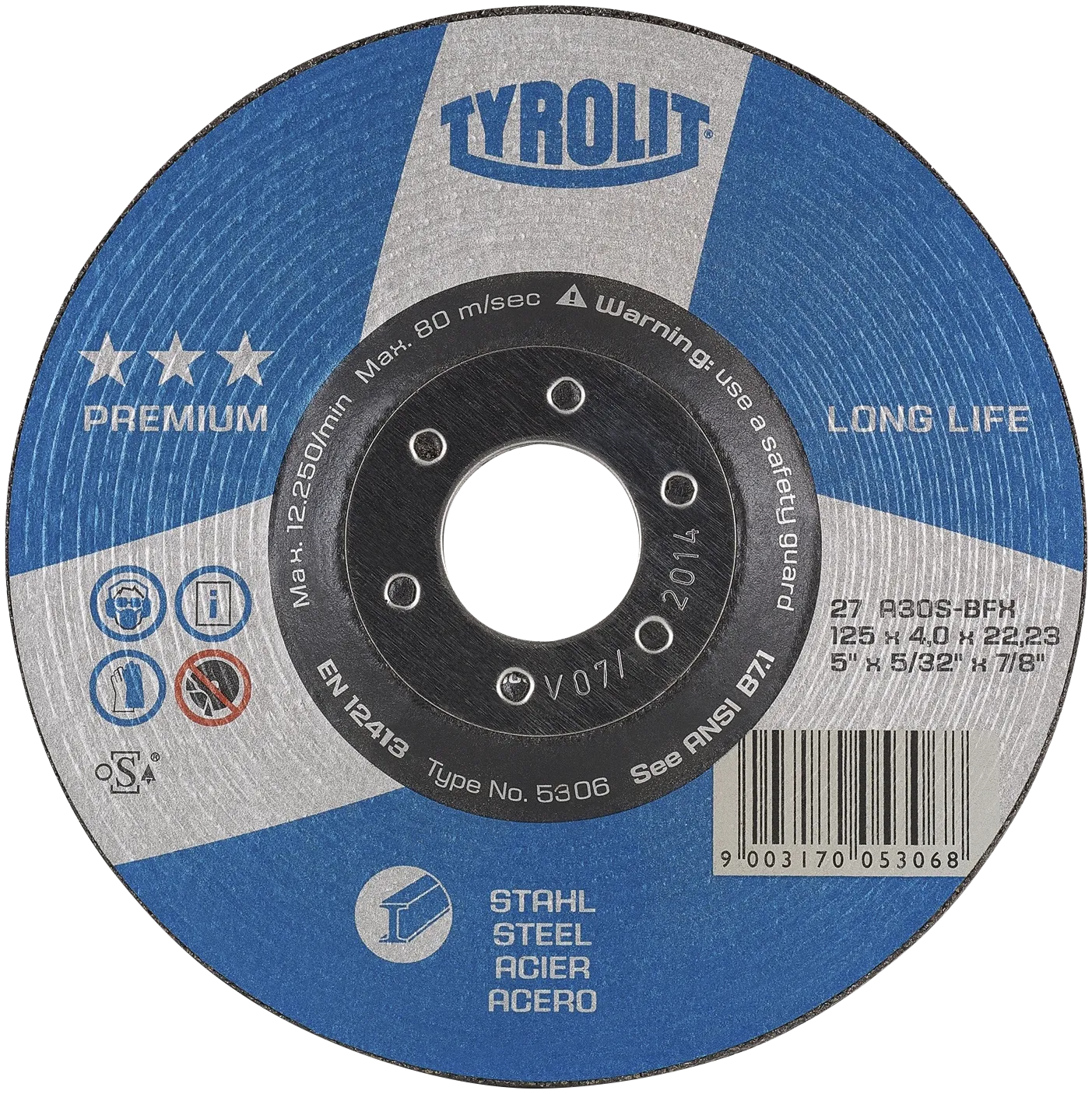 Skrubbskive Premium 27E ø125×7 A30S-BFX
