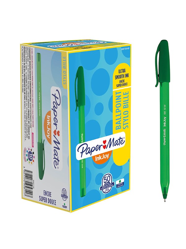 Paper Mate InkJoy 100ST Ballpoint Pens | Medium Point (1.0 mm) | Green | 50 Count
