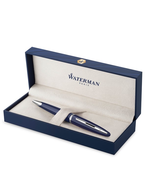 Waterman Carene Ballpoint Pen Blue Lacquer with Palladium trim Medium Tip Blue Ink Gift Box
