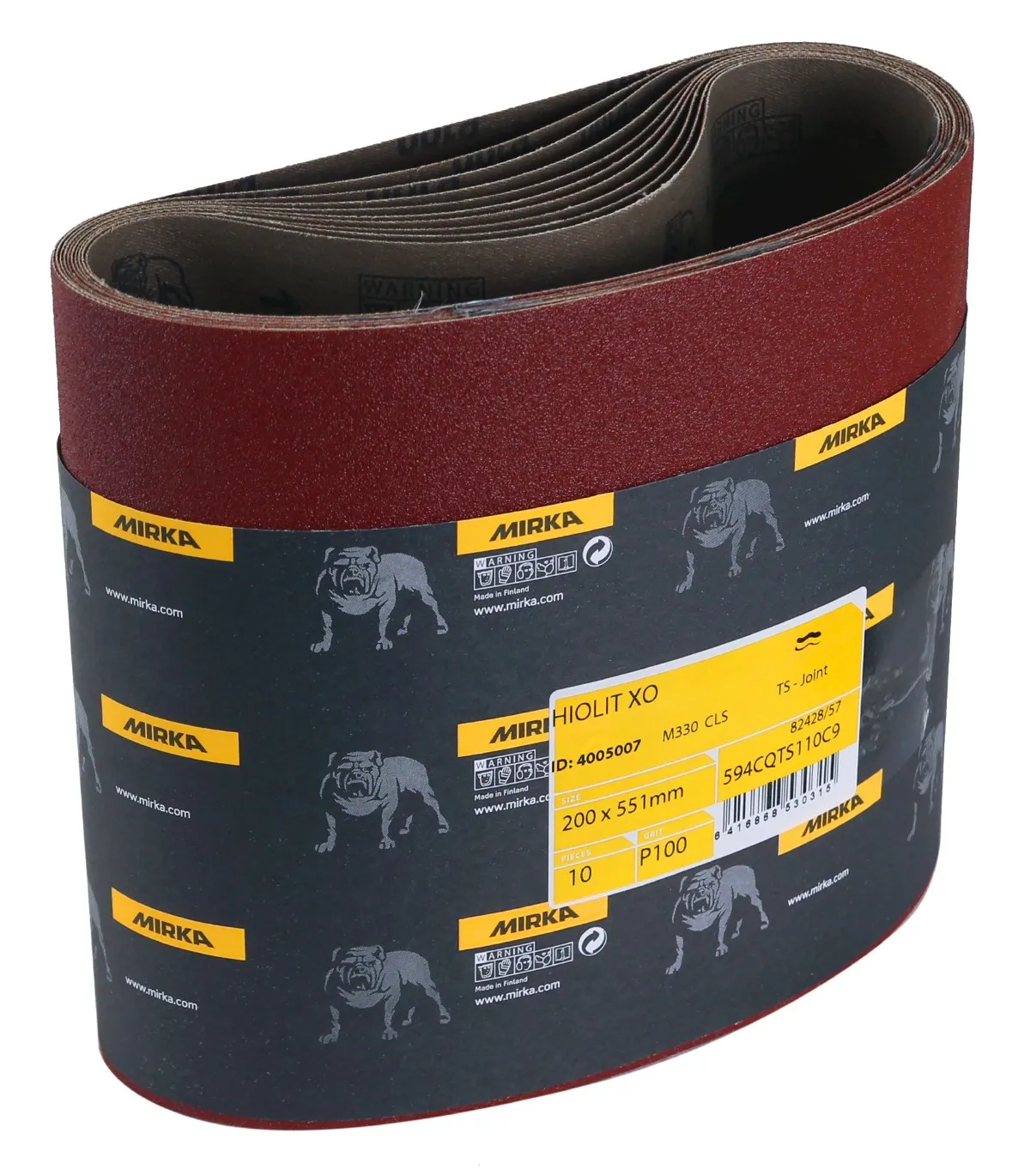 Mirka Hiolit XO, 200 x 551 mm gulvslipingsbånd, korn 120, 10 stk./pk.
