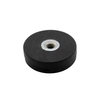 Gummibelagt neodymmagnet Ø18x6 mm med innvendig M4-gjenge og 2,5 kg holdekraft