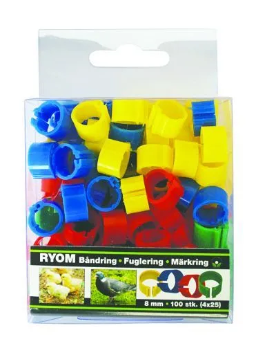 Båndringer plast ass. 8mm 100 stk
