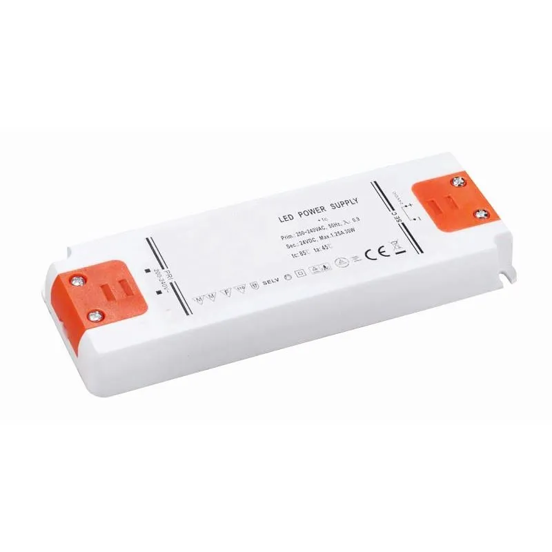 WRKPRO LED-driver / transformator 30W til DC 24V LED maskinlys (kan omforme fra 200-240V til 24V)