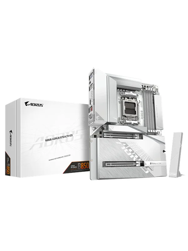 GIGABYTE B850 AORUS STEALTH ICE Hovedkort - AMD B850 - AMD AM5 socket - DDR5 RAM - ATX