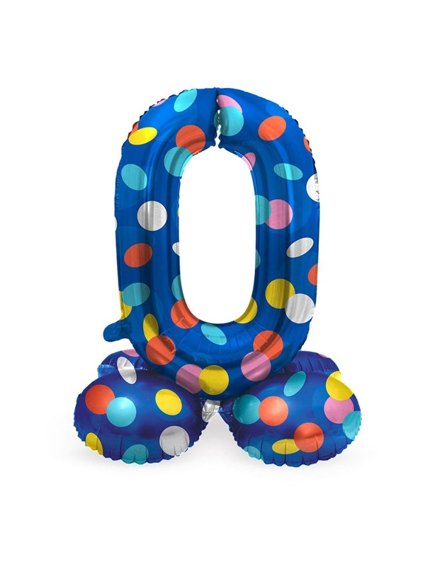 Folat BV Standing Foil Balloon Colorful Dots Number 0 - 72cm