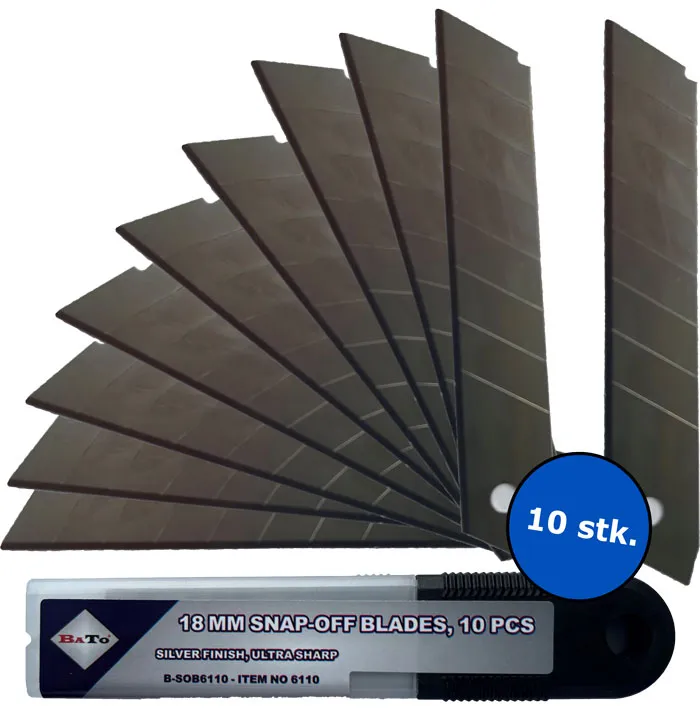 BATO Knivblader knekk-av 18 mm. 10 stk. pk.