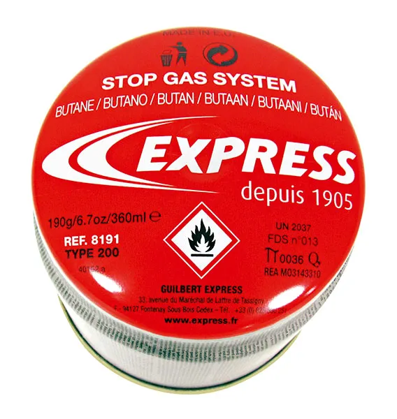 EXPRESS gassbeholder med "Stop gas system"