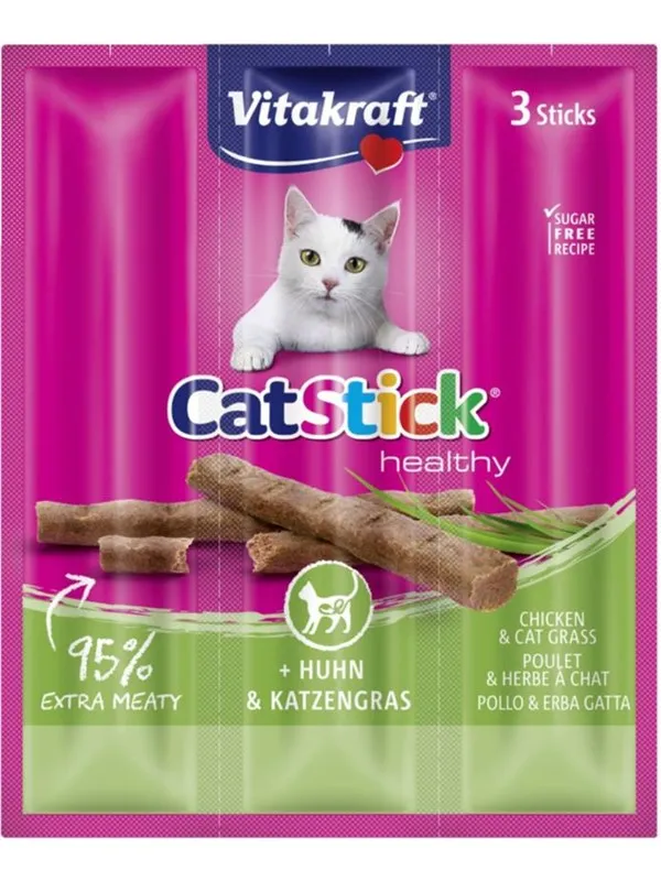 Vitakraft - Cat Stick chicken & cat grass 3 sticks