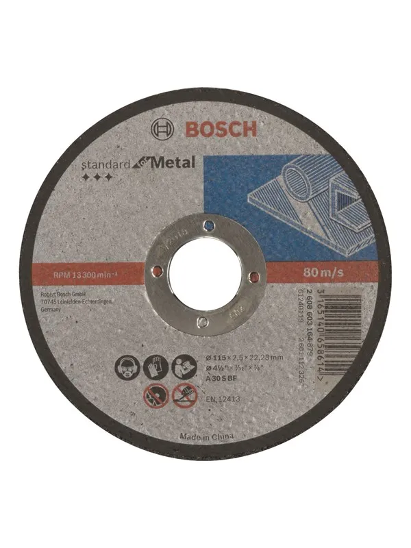 Bosch Kappeskive rett Standard for Metal A 30 S BF, 115 mm, 22,23 mm, 2,5 mm