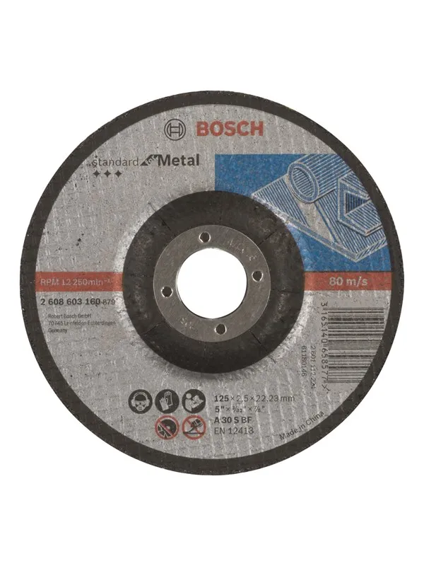 Bosch Kappeskive, krummet, Standard for Metal A 30 S BF, 125 mm, 22,23 mm, 2,5 mm