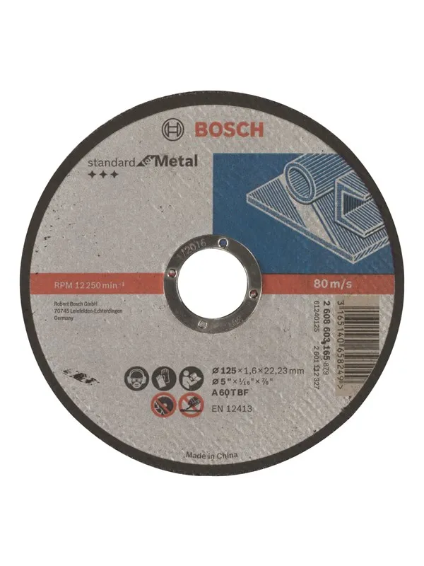 Bosch Kappeskive rett Standard for Metal A 60 T BF, 125 mm, 22,23 mm, 1,6 mm