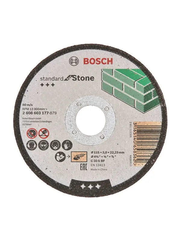 Bosch Kappeskive rett Standard for Stone C 30 S BF, 115 mm, 22,23 mm, 3,0 mm