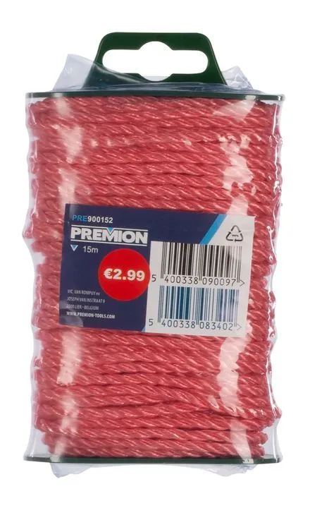 Tau 15 meter Ø 4 mm - farge rosa