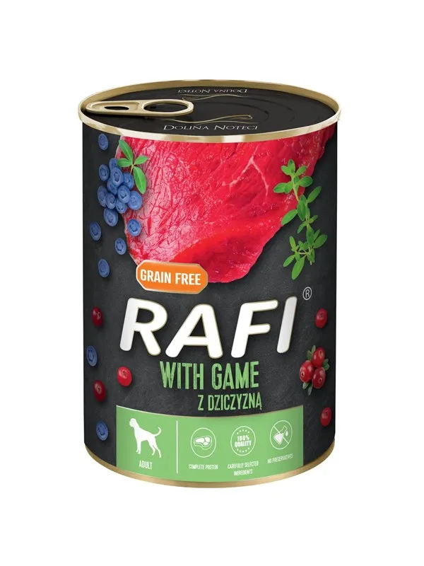 RAFI Kornfritt våtfôr for hunder med vilt 400g
