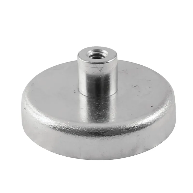 Ferritt pottemagnet Ø50 mm med M6 gjengebussing (200N)
