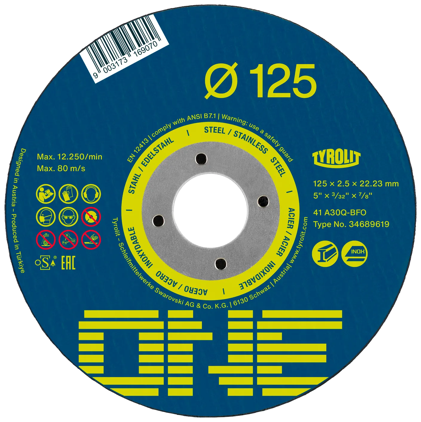 Tyrolit One kappeskive form 41 ø178×1,6 A46Q-BFO