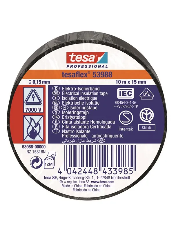 tesa flex Insulating tape IEC 10m x 15mm black