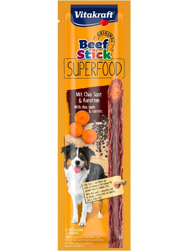 Vitakraft Beef Stick Superfood med Chiafrø & Gulrøtter 25g (1-Pack)