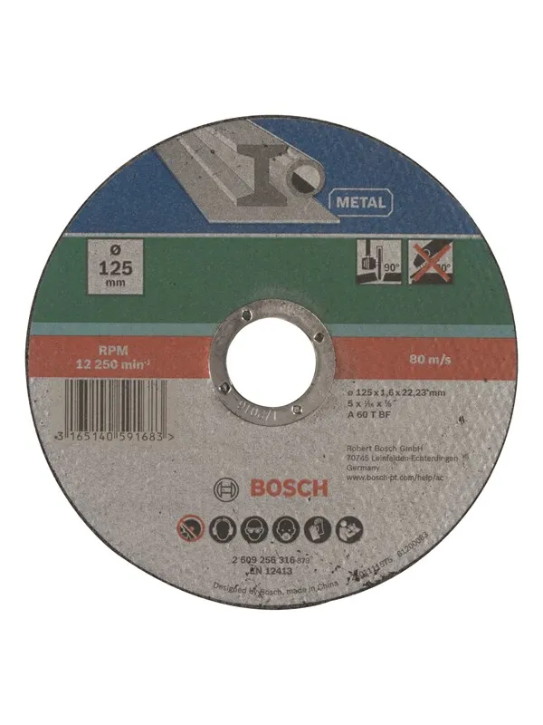 Bosch Kappeskive, rett, metall D= 125 mm, tykkelse= 1,6 mm