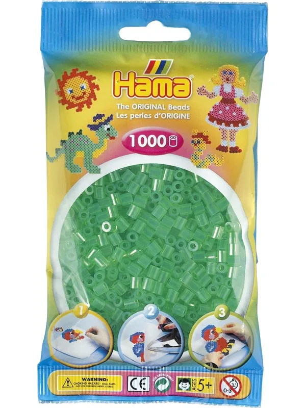 Hama Beads Green Transparent 1000 pcs