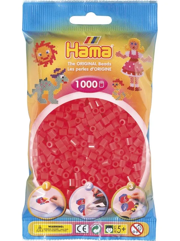 Hama Beads Red Neon 1000 pcs