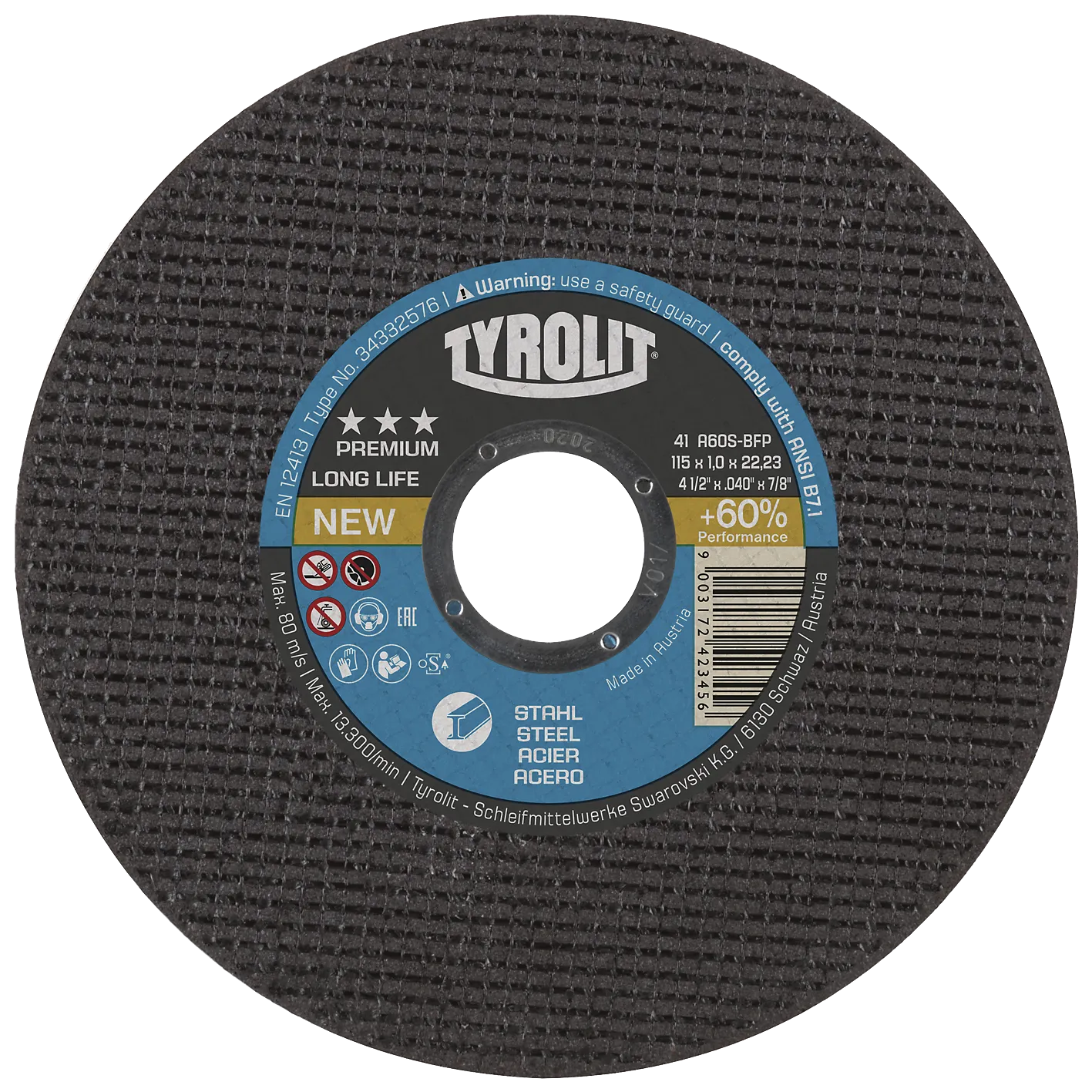 Kutteskive Premium 41F ø115×1,0 A60S-BFP