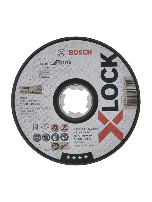 Bosch X-LOCK Expert for Inox, 125 x 1,6 x 22,23, rett skjæring AS 46 T INOX BF, 125 mm, 1,6 mm