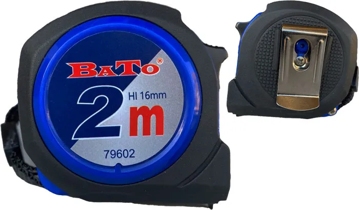 BATO Målebånd 2m med belteklips. Kl. 2