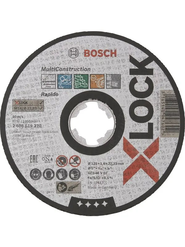 Bosch X-LOCK Multi Material, 125 x 1,6 x 22,23, rett skjæring ACS 46 V BF, 125 mm, 1,6 mm