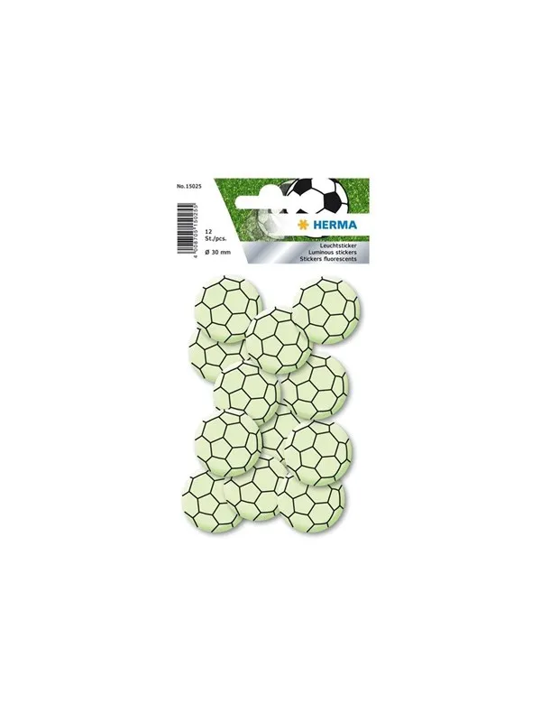 HERMA decoration adhesive - mini soccer ball - 3 cm diameter - plastic (pack of 12)