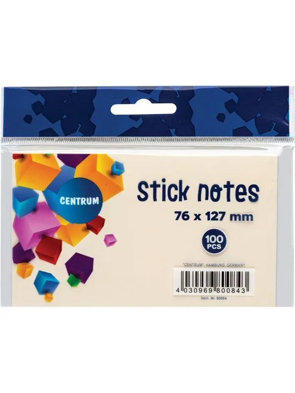CENTRUM StickNotes 75*125mm 100 sheets pastel yellow