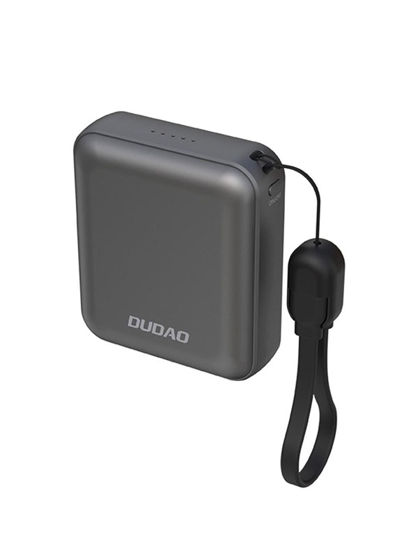 Dudao K22+ Ultra-Compact Power Bank 10000mAh 22.5W USB-C with Pendant/Cable - Grey Nødlader - Grey - 10000 mAh