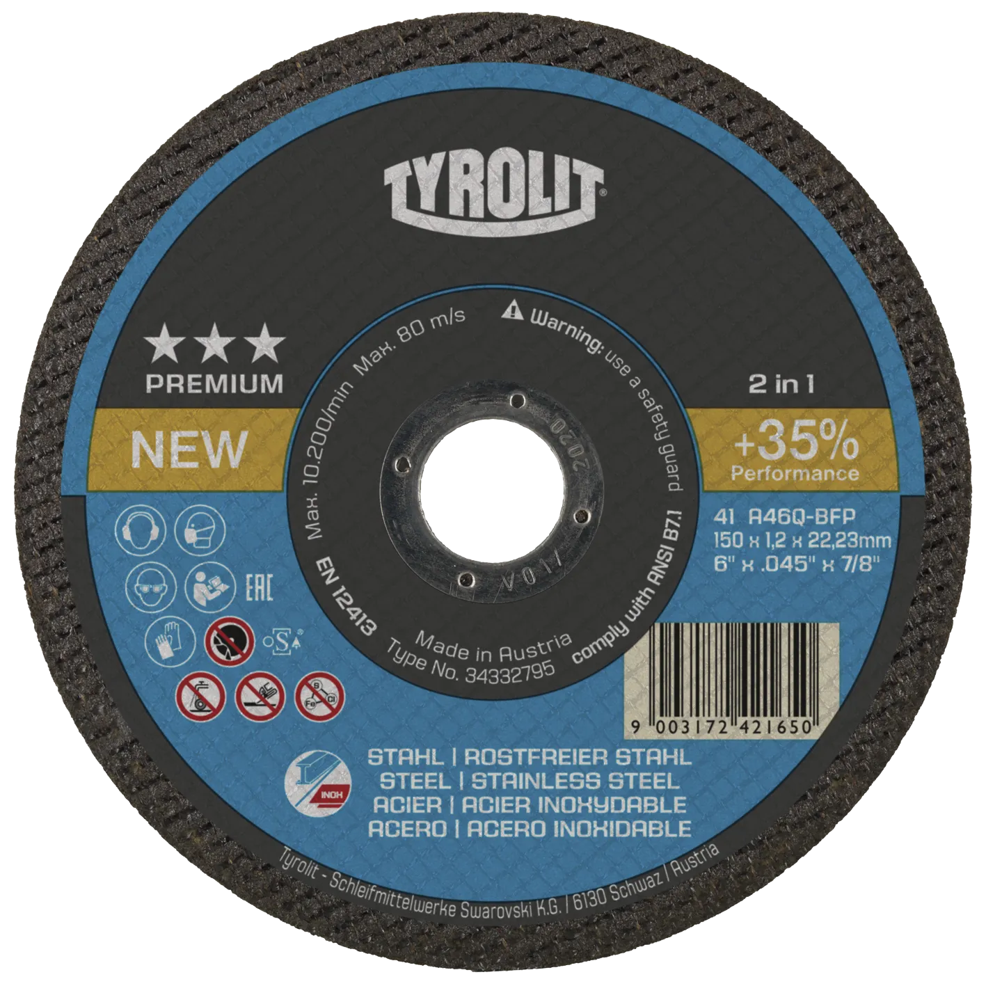 Kappeskive Premium 41F ø150×1,2 A46Q-BFP