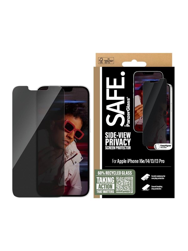 SAFE by PanzerGlass Privacy Screen Protector iPhone 17e | 16e | 14 | 13 | 13 Pro | Ultra-Wide Fit w. EasyAligner