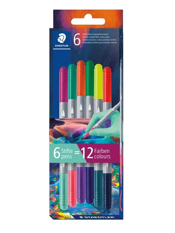 Staedtler Fibre tip pen 2tips twin color 6pc