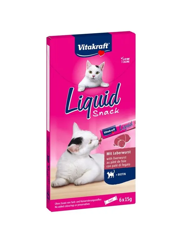 Vitakraft - Liquid Snack with Liver Sausage + Biotin 6x15g