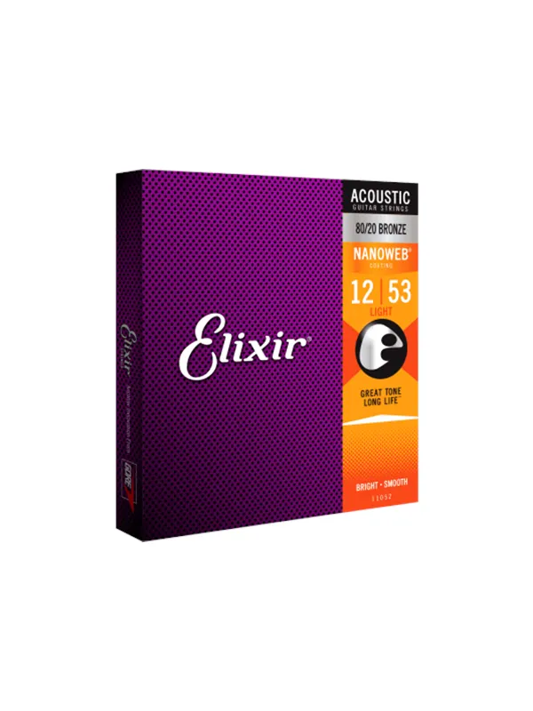 Elixir Strings 11052 - 80/20 Bronze - Akustiske strenger - Nanoweb - Light (12-53)