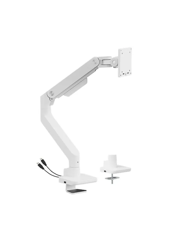 DUTZO Skjermholder for 1 skjerm (opptil 49") - Heavy Duty med USB A & C-porter - Hvit
