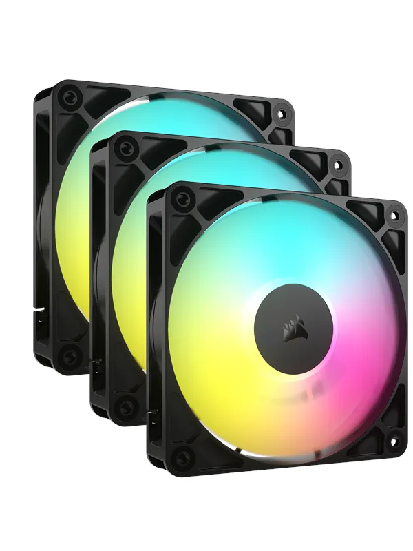 Corsair RS120 ARGB 3-pack - Kabinettvifte - 120mm - Svart med RGB LED-lys - 36 dBA