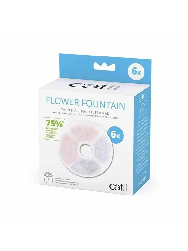 Catit Flower Fountain Triple Action Filter Pad (6-Pack)